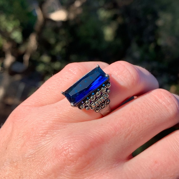 Blue Stone Studded Ring - 6.5 - Picture 3 of 7